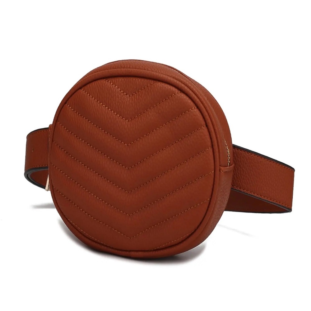 Fatima Belt Handbag Vegan Leather Women By Mia K. - Brown - NEW